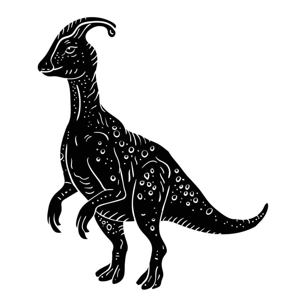 a black standing dinosaur vector