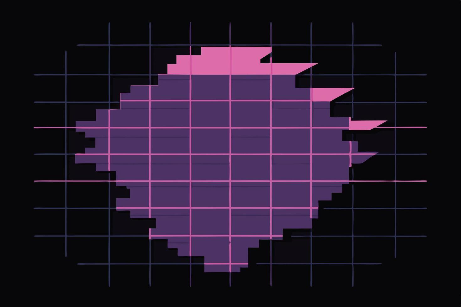 Abstract Pixelated Form with Magenta Highlights. vector