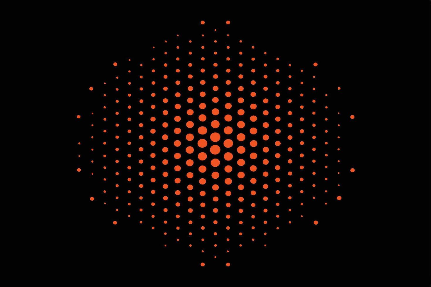 Abstract Orange Dot Pattern on Black Background. vector