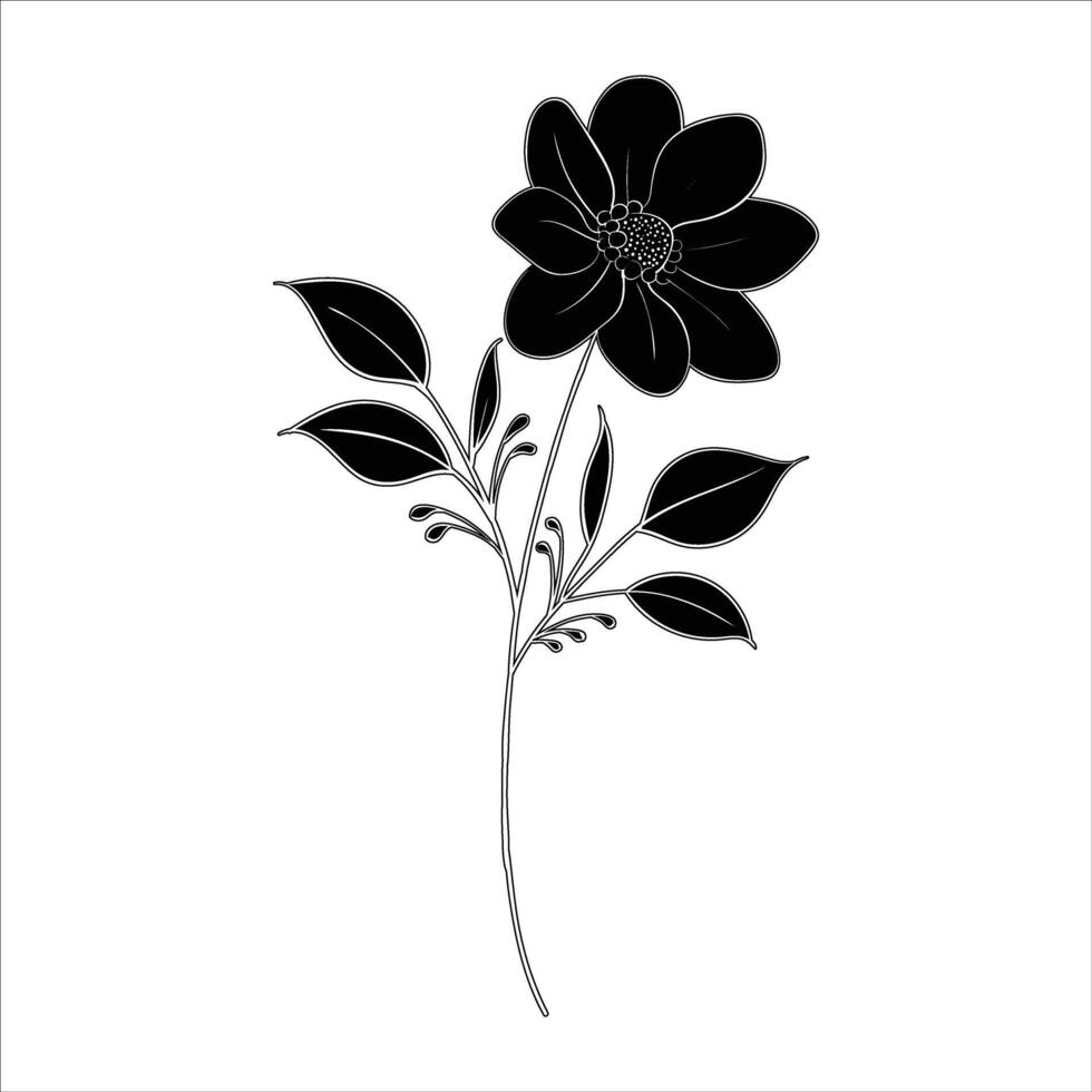 black and white flower on a white background vector