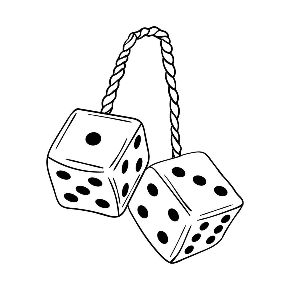 two dice hanging on a rope with a rope vector