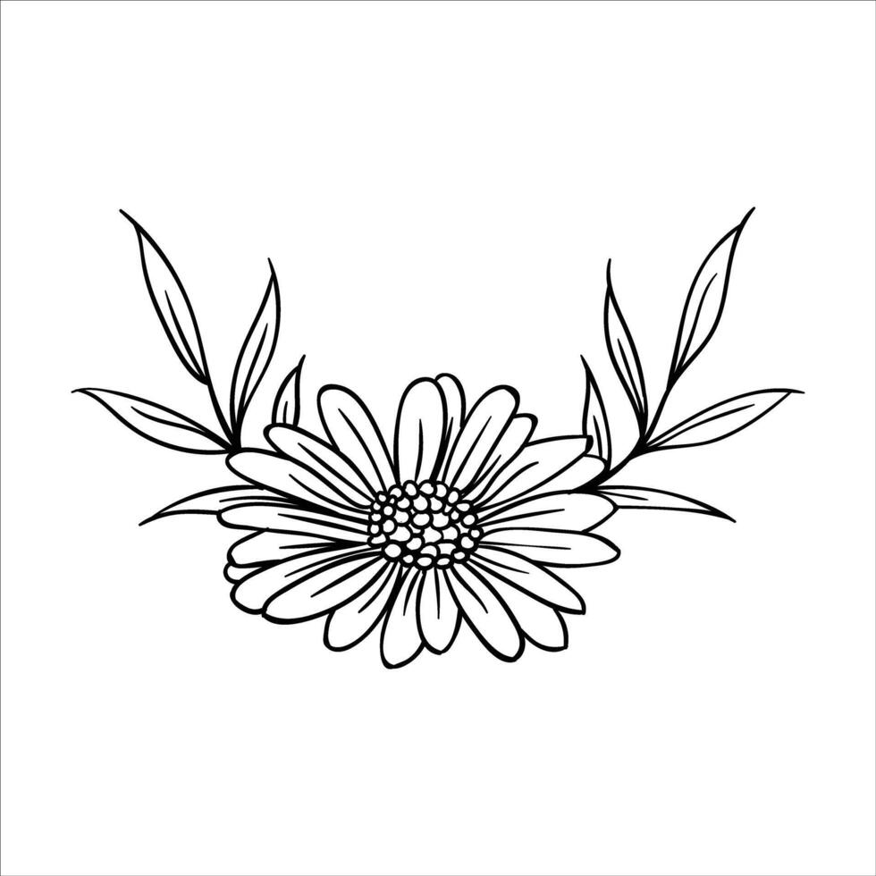 a black and white drawing of a flower vector