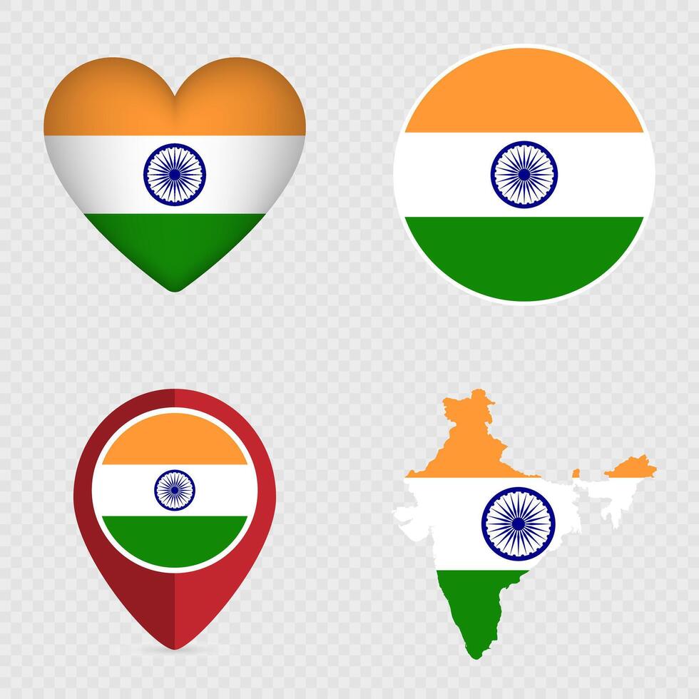 India Flag Icons Pack. illustration. vector