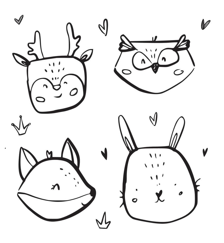 doodle baby animal vector
