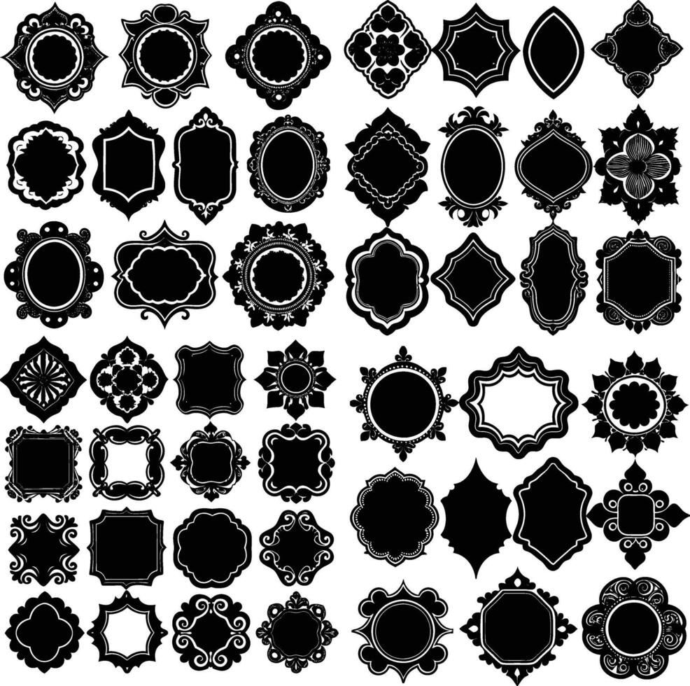 Islamic decorative shapes black image and white background vector