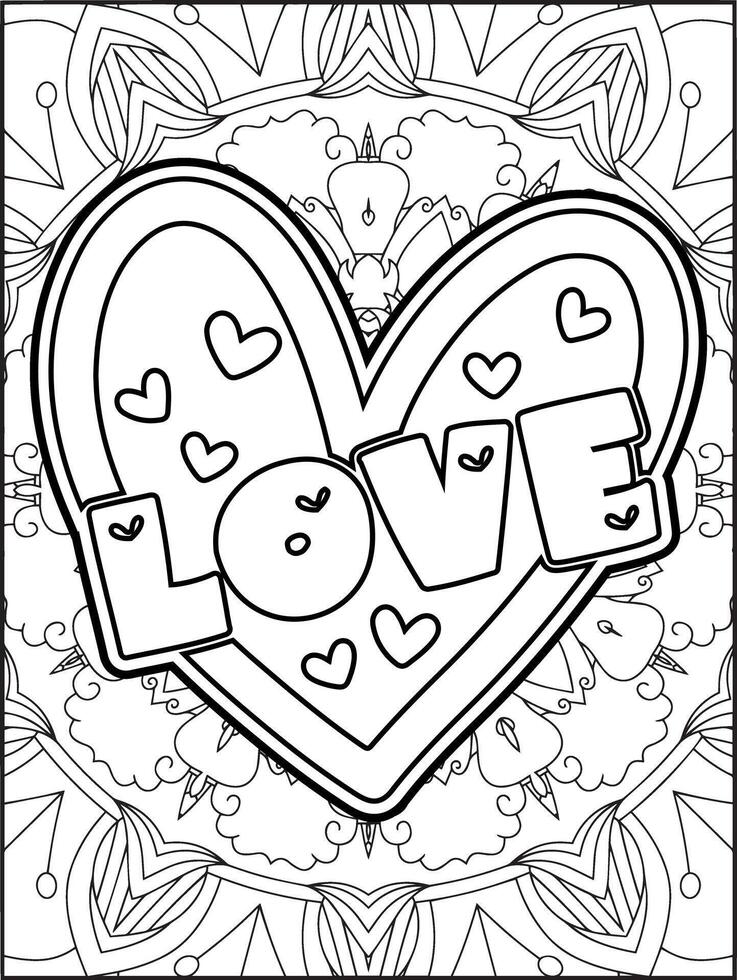 Love Quote Coloring Page for Adults. Valentine's Day Quote Coloring Page. vector
