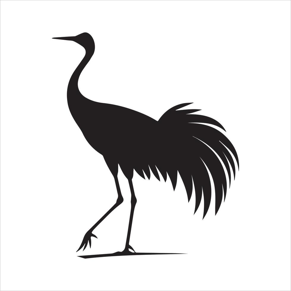 Heron Silhouette Graphic on White vector