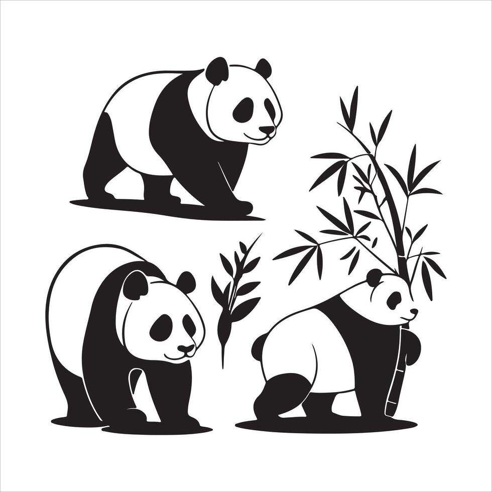 Minimalist Panda Silhouette Illustration for Versatile Use vector