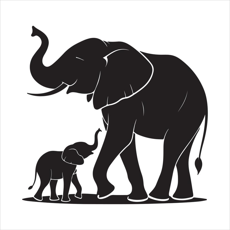 Editable Elephant Silhouette Design on White Background vector