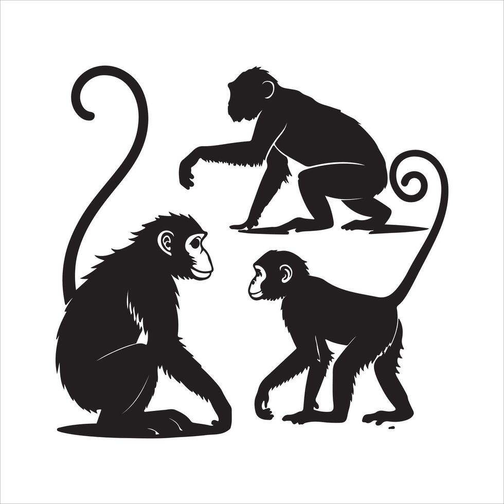 Customizable Monkey Silhouette Illustration for Digital Use vector