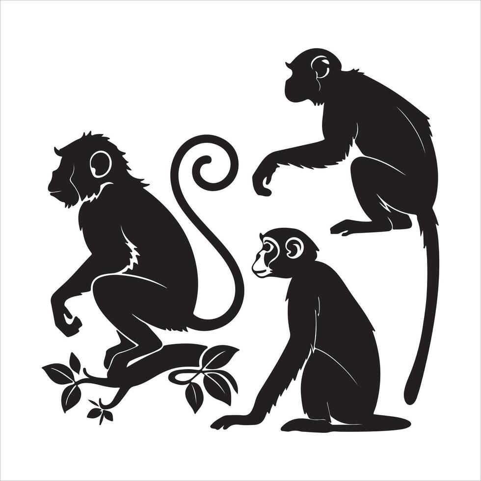 Minimalist Monkey Silhouette for Creative Projects vector