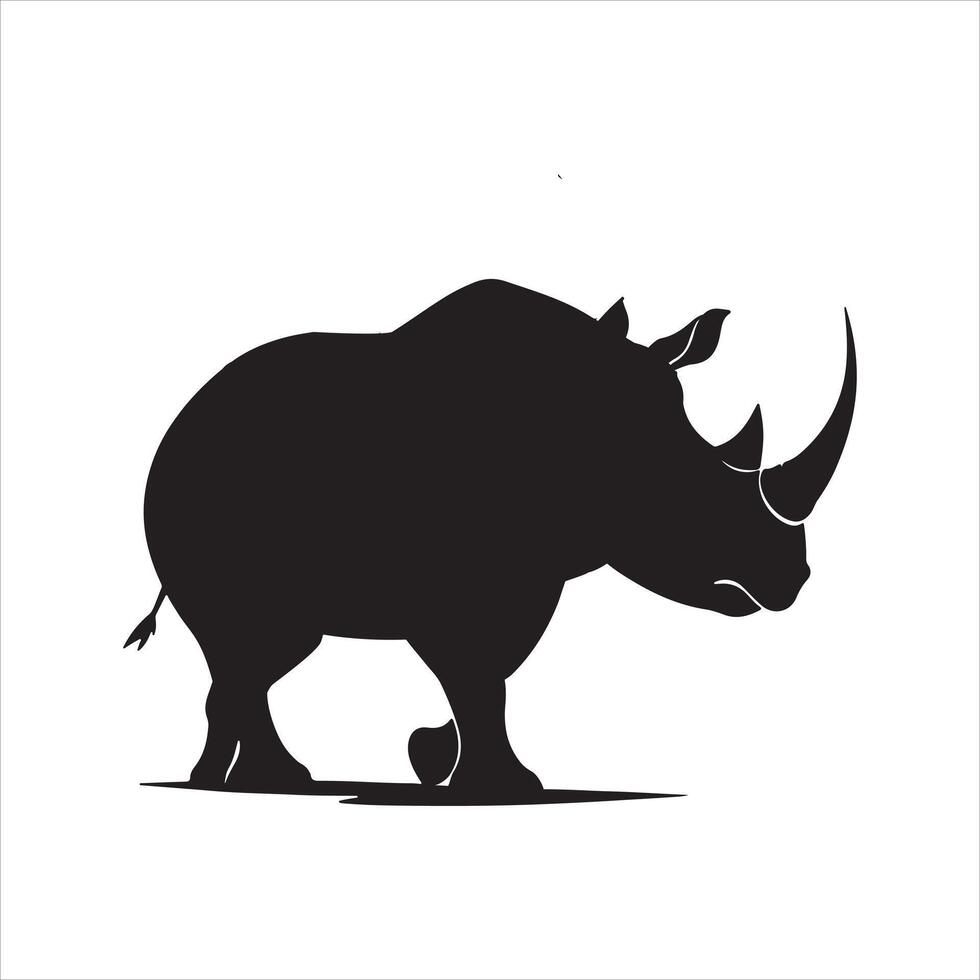 Editable Rhino Silhouette Design on White Background vector