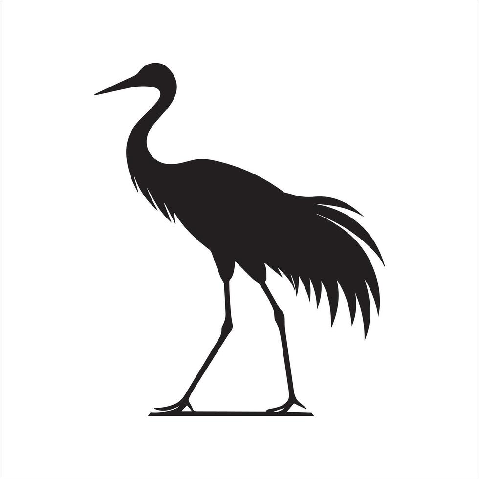 Black Heron Silhouette Illustration vector