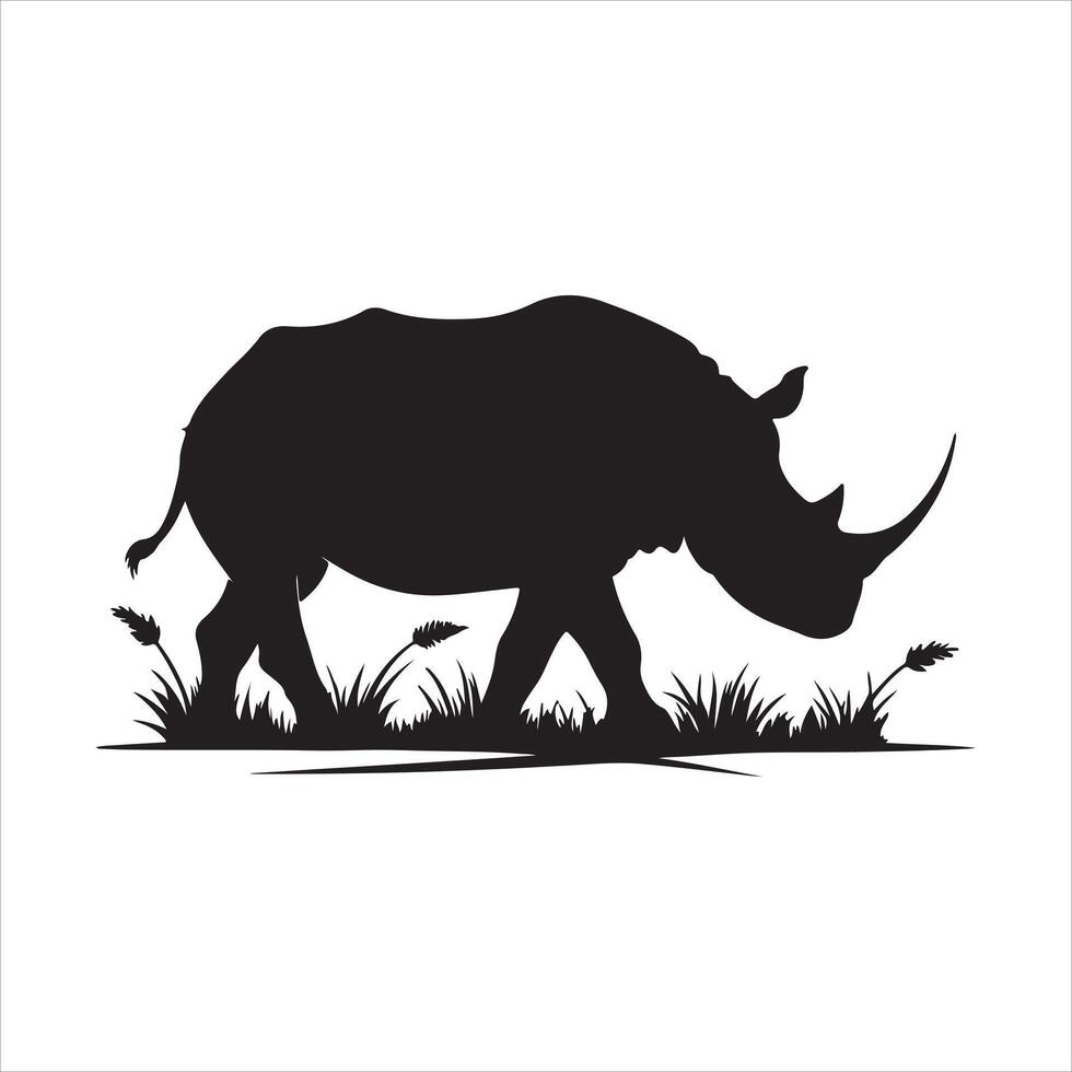 High-Quality Rhino Silhouette Illustration for Digital Use vector
