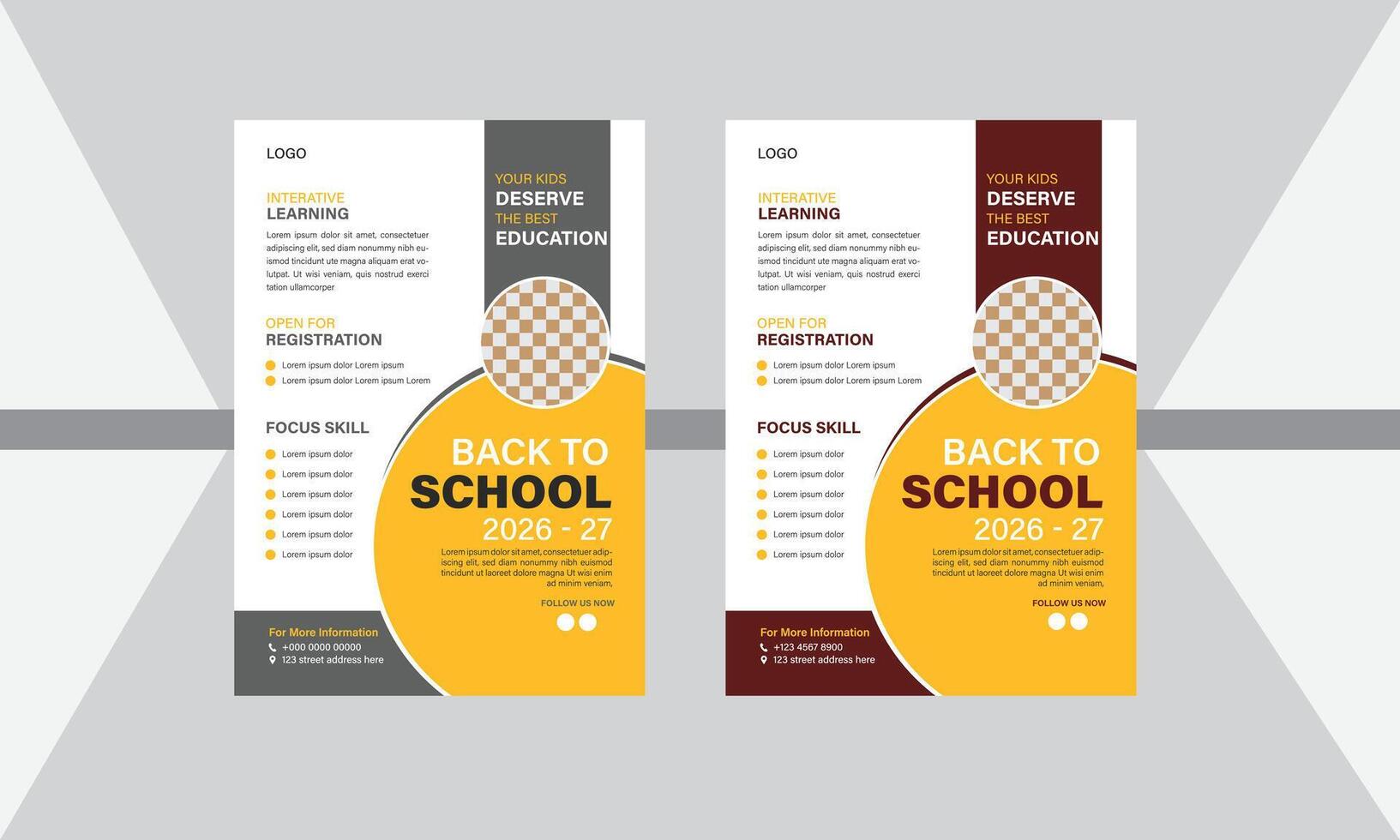 different layout education flyer design template vector
