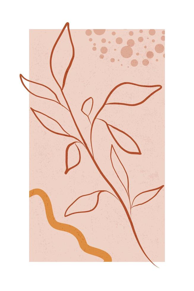 Minimalist digital artwork showcasing a simple botanical theme with organic shapes and soft earth tones, perfect for modern decor ideas or design inspiration. vector