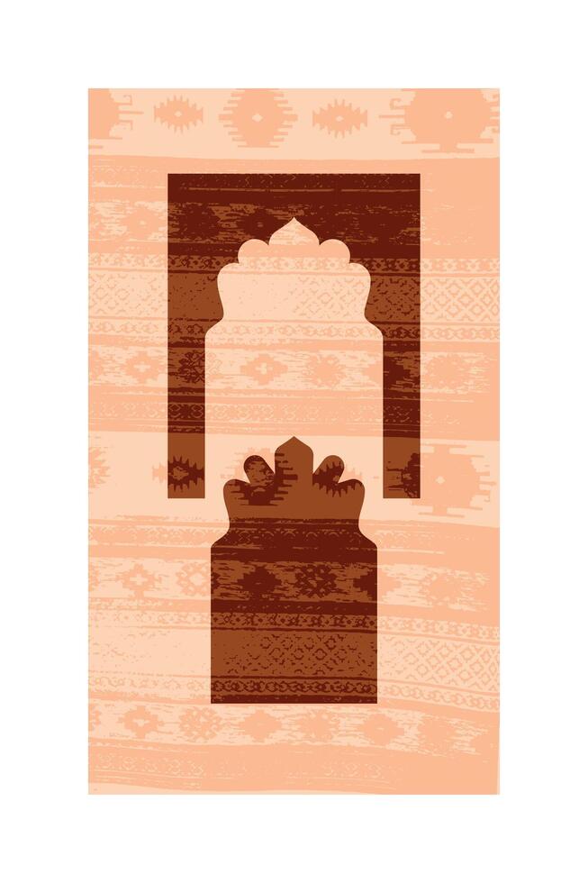 Abstract Geometric Art with Arched Motifs and Patterns in Earth Tones. Artwork featuring geometric shapes and patterns inspired by traditional architecture. vector