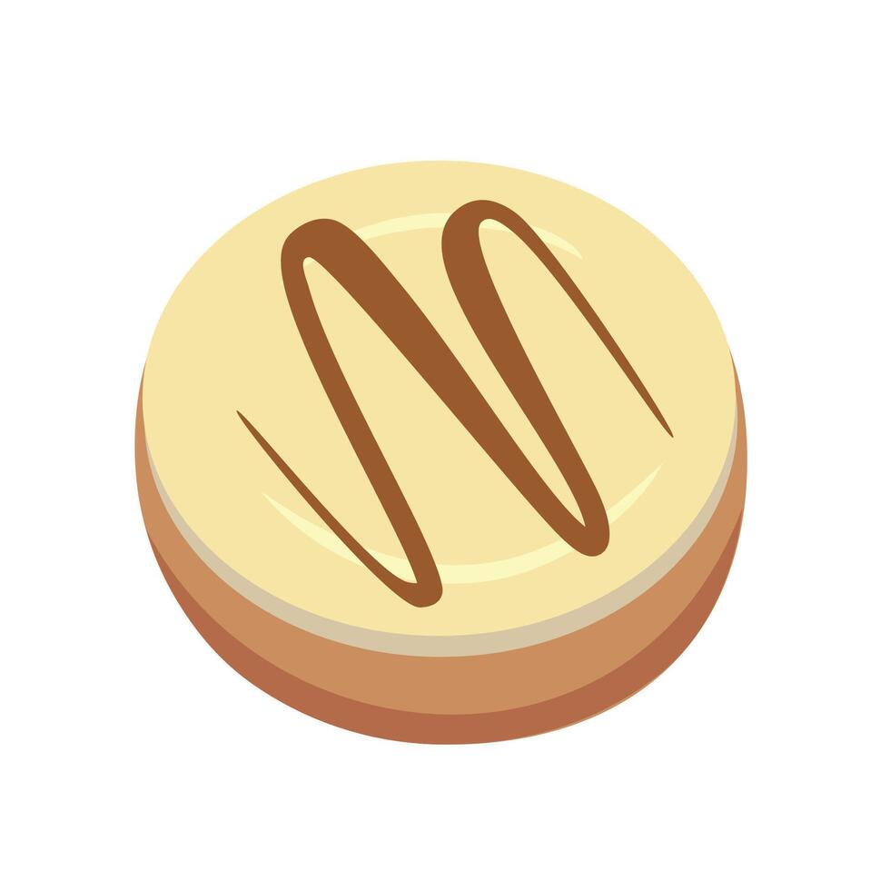 Vanilla donut. Soft donut. Dessert food. Sweet food. Bakery. vector