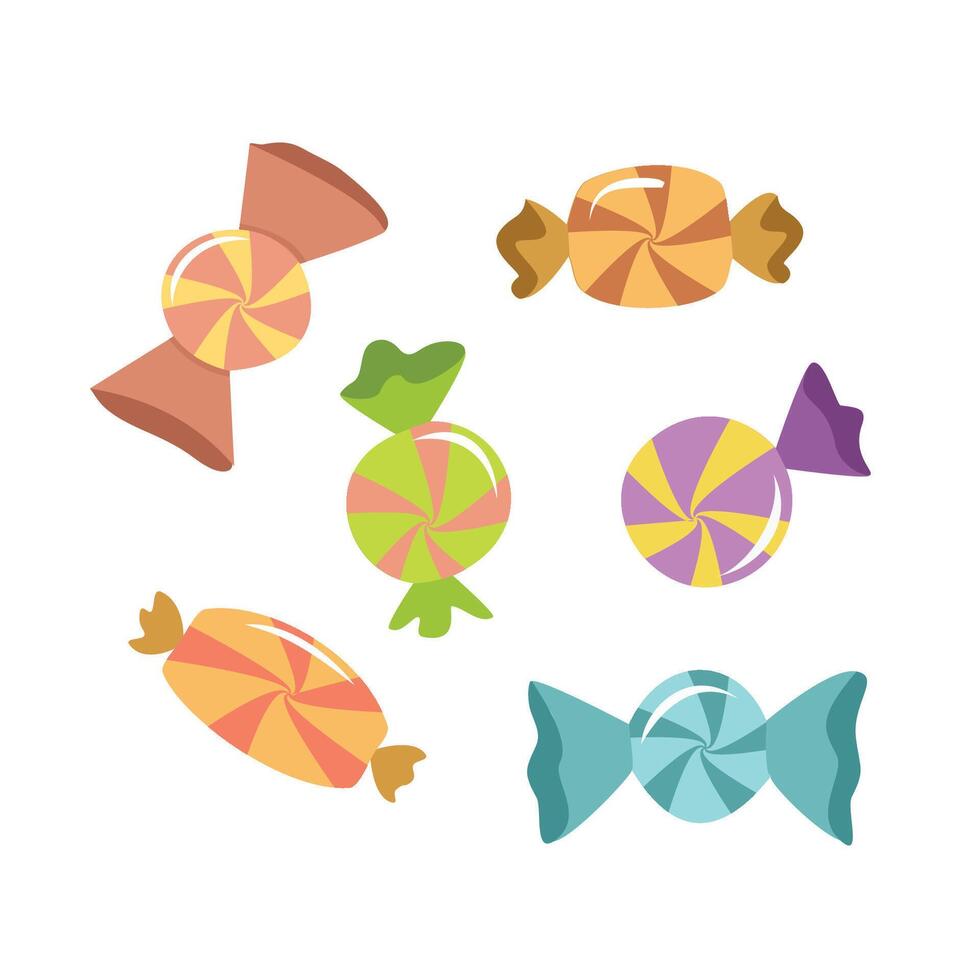 Collection of candy. Swirl candy. Set of Christmas candy. Valentine candy. vector