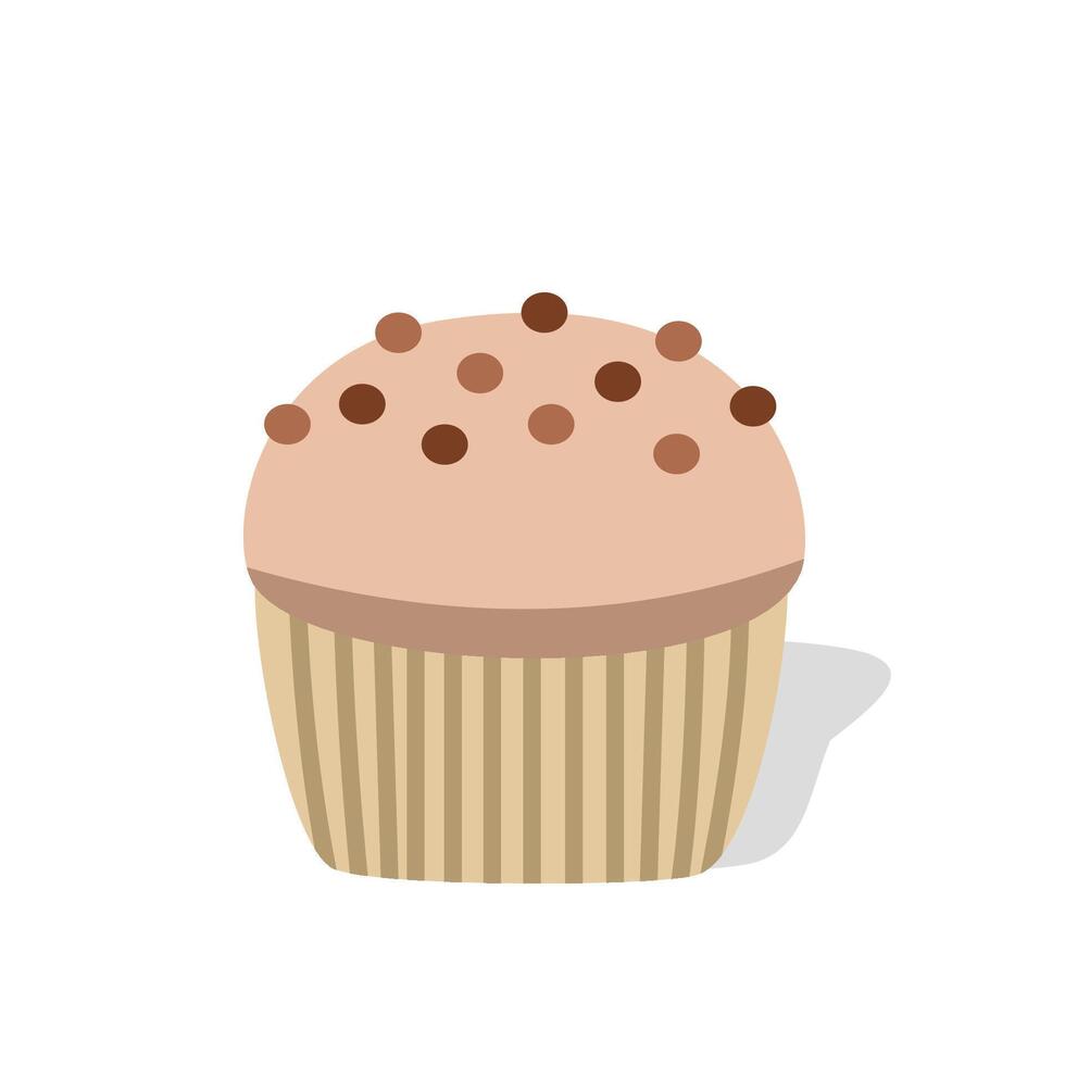 Cupcake with berry on top. Sweet flavor muffin. Soft cake. Bakery. vector