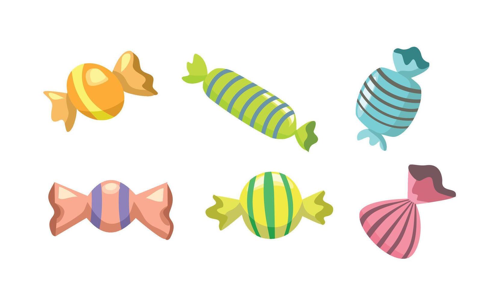 Twisted candy. Collection of candy. Chocolate collection. Set of sweet candy. vector