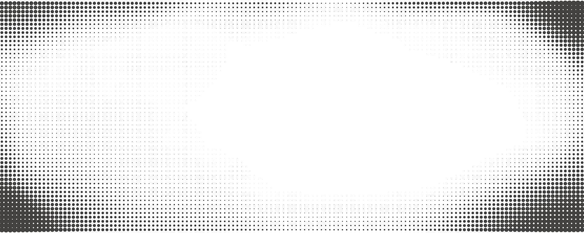 Halftone dotted background. Old grainy overlay with gradient on white backdrop. Vintage noisy frame. Grunge retro graphic border. vector