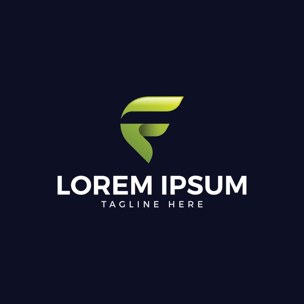 Modern, vibrant green F logo design on dark background vector