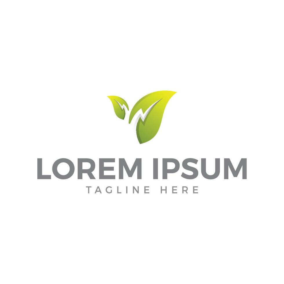 Eco-Friendly Energy Logo with Green Leaves and Lightning Design vector