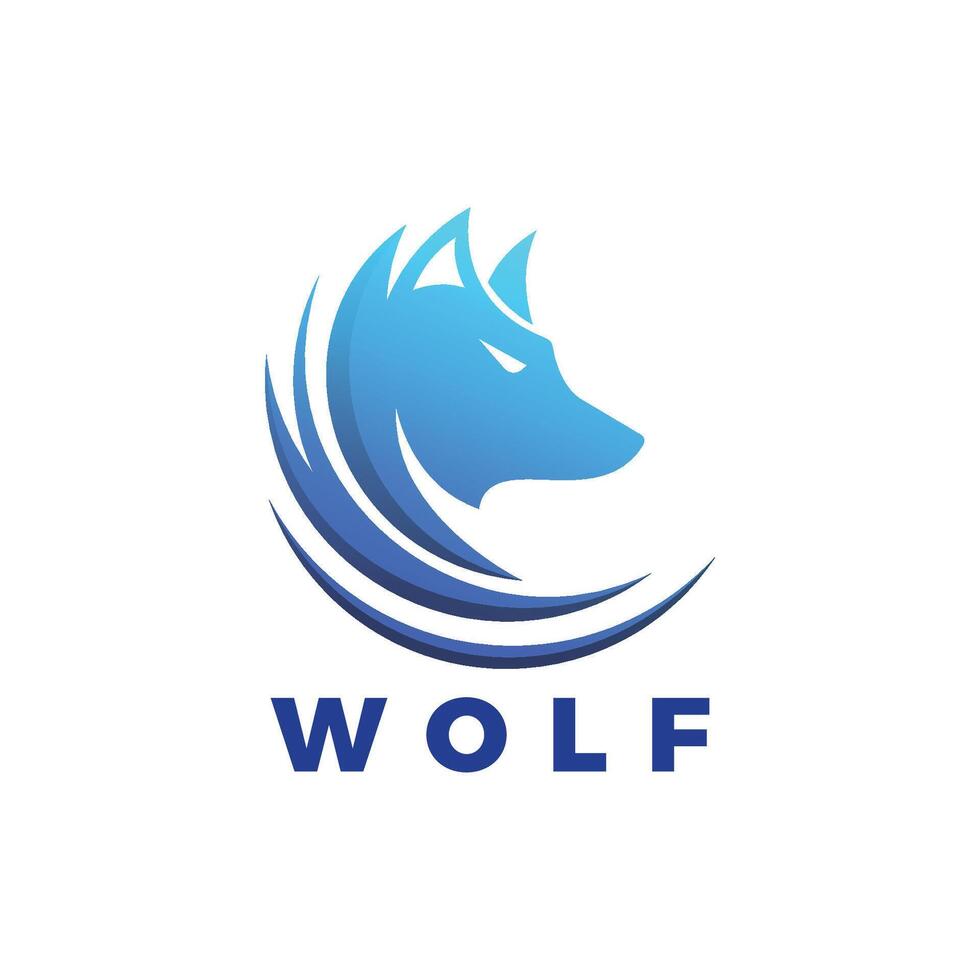 Stylized Blue Wolf Silhouette, Modern Abstract Logo Design template vector