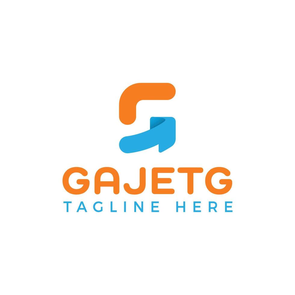 Vibrant orange and blue stylized letter G Technology Logo vector