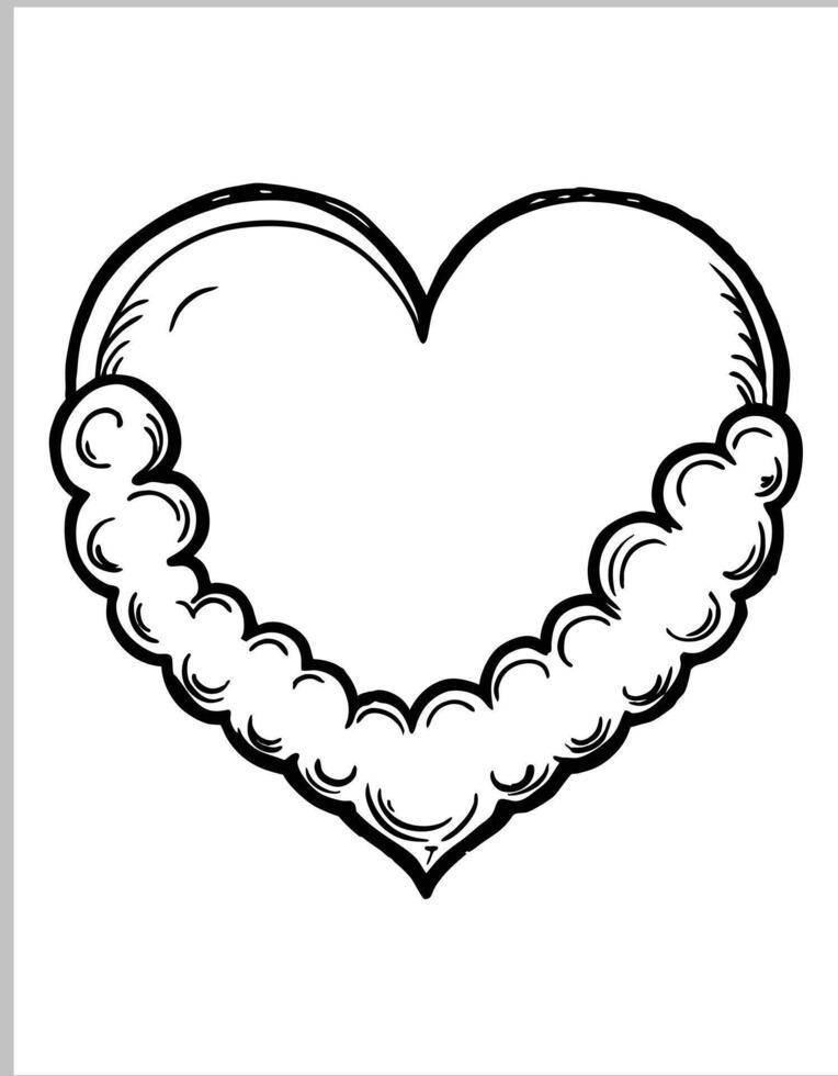 Hearts on a Cloud coloring book pages Valentine day Coloring Pages vector