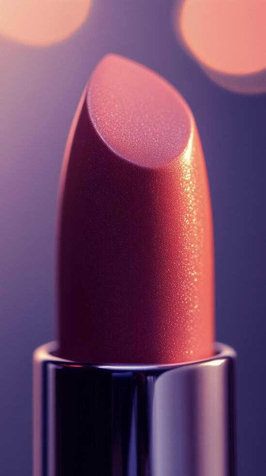 Vibrant pink lipstick close up showcases texture and shine in a soft light photo