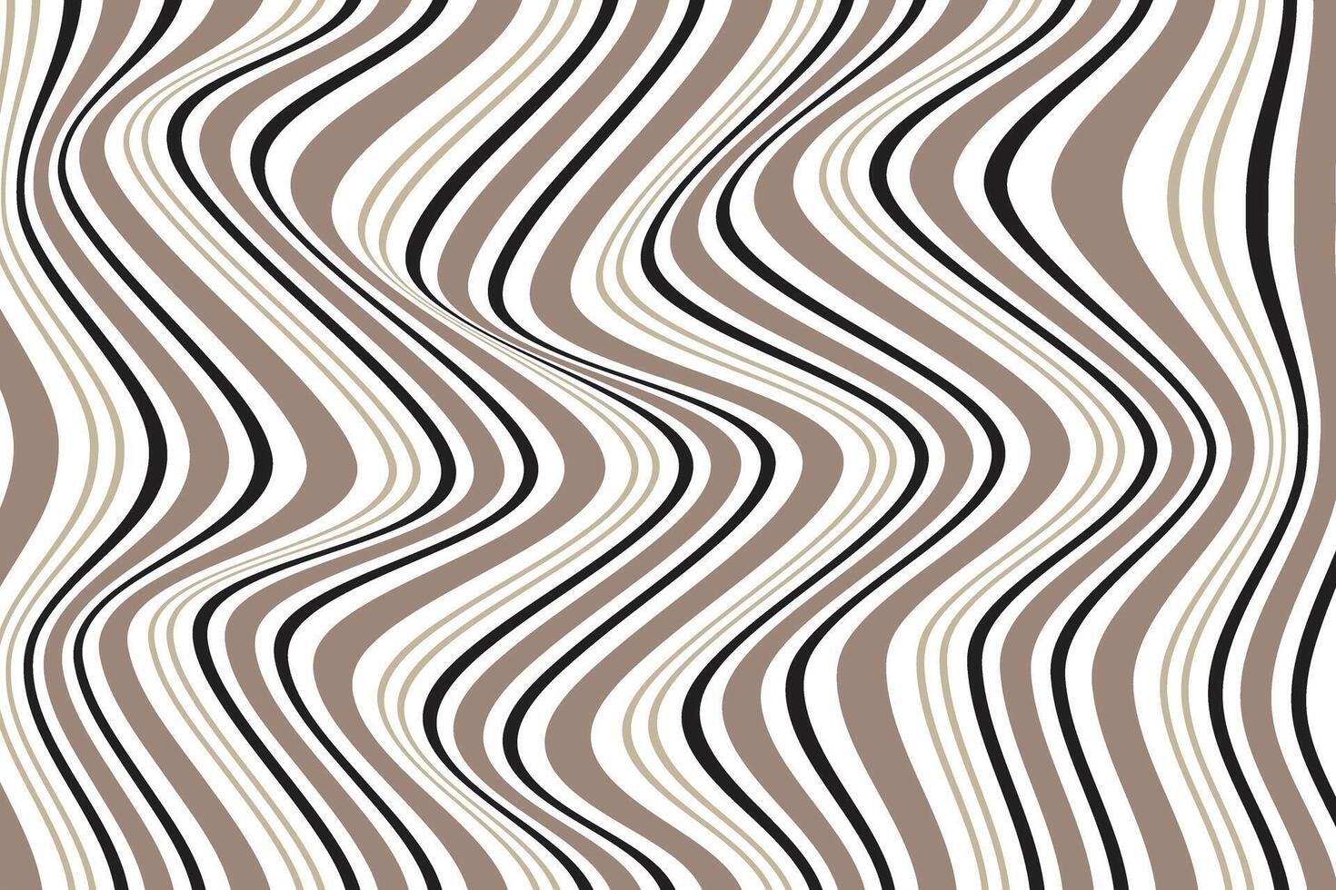 simple abstract black brown color wavy distort line pattern vector