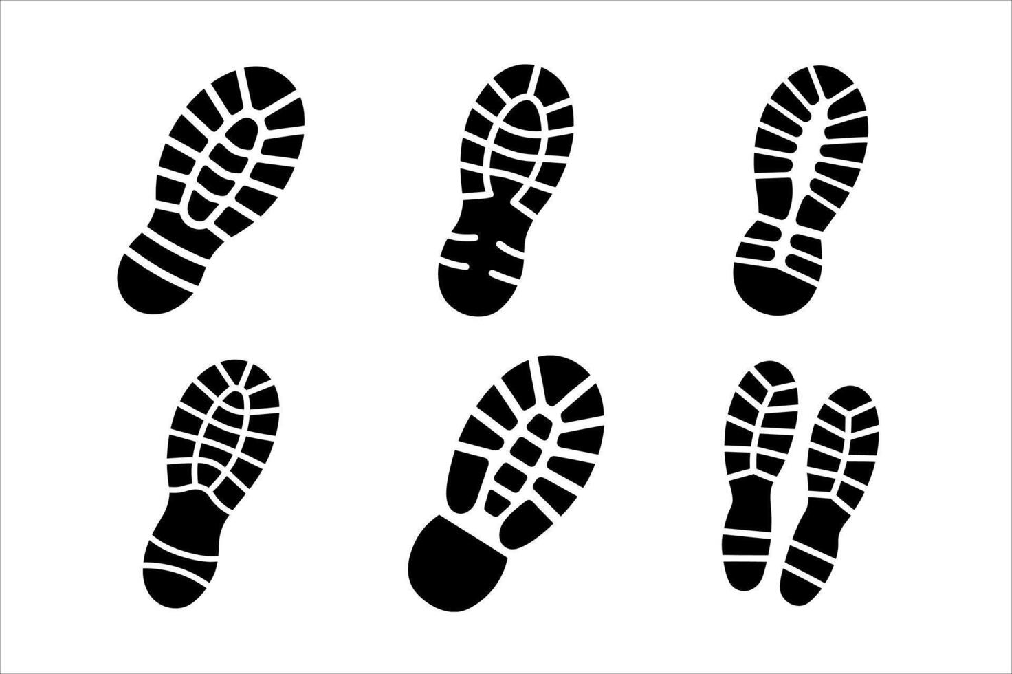 Six black and white shoe prints vector