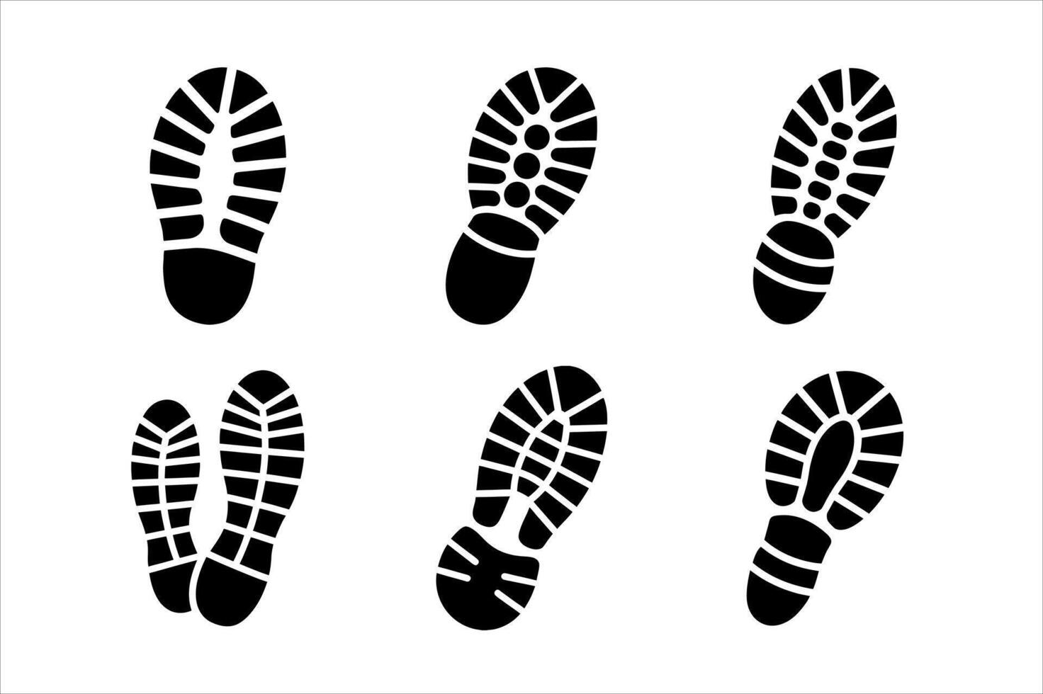 Six black and white shoe prints on a white background vector