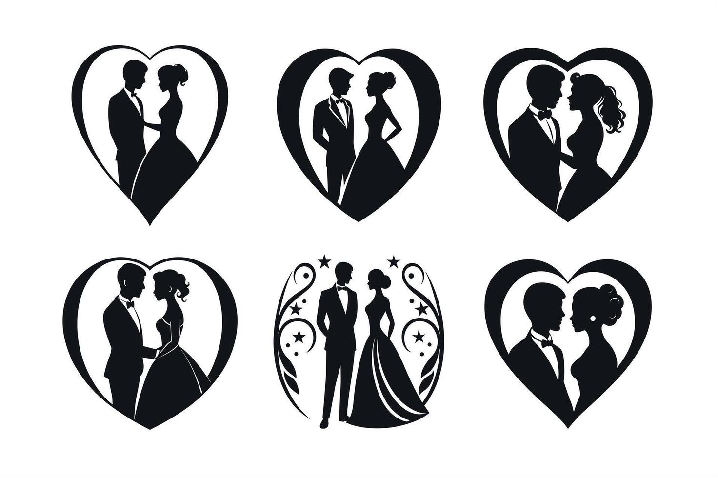 Romantic Wedding Silhouette vector