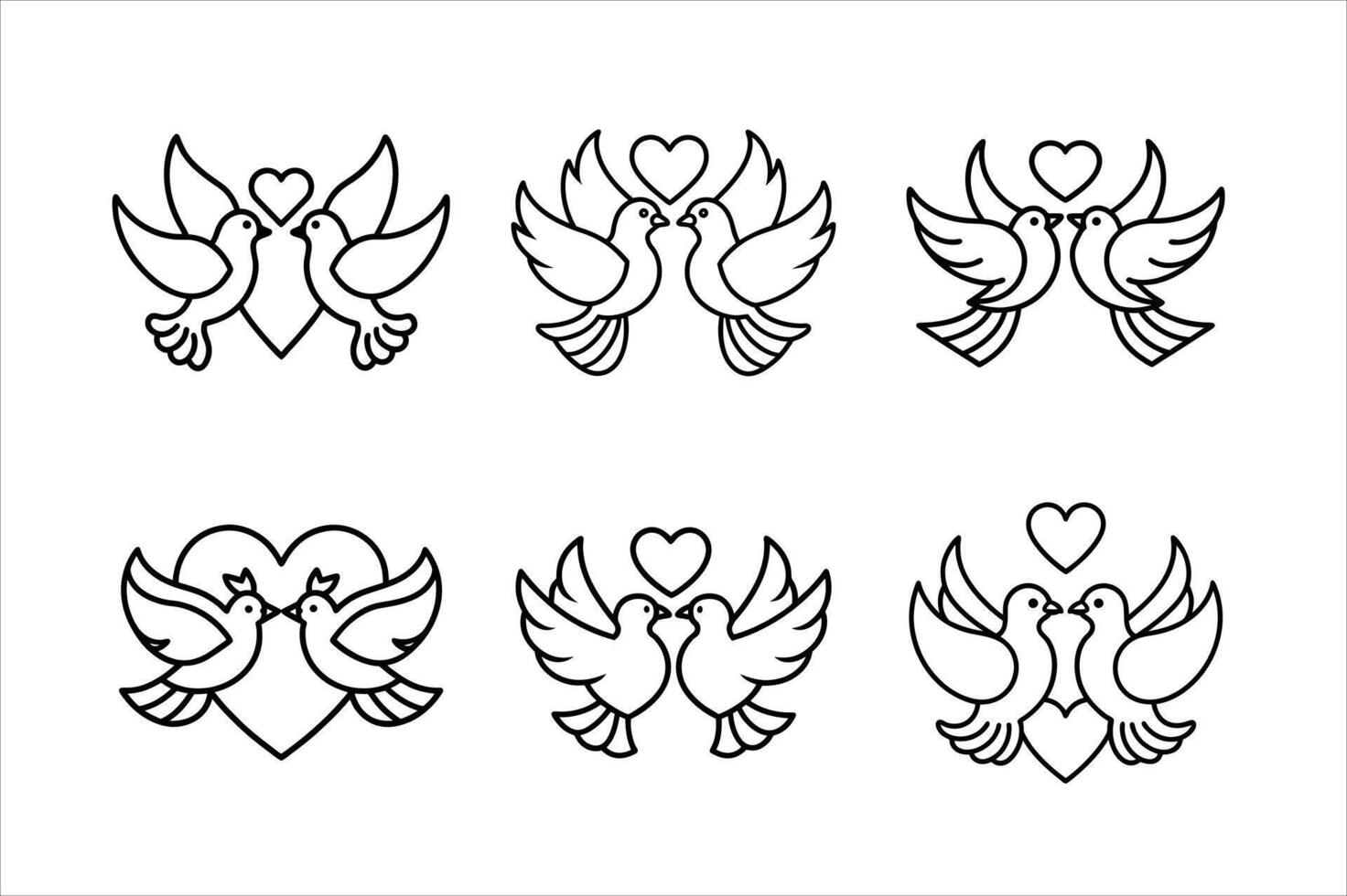 Elegant Black Line Art Pigeons vector
