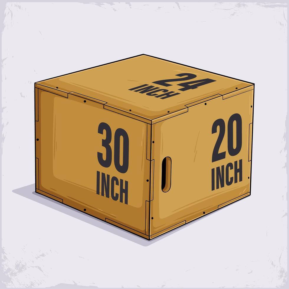 Hand drawn wooden brown plyometrics jumping box for fitness training and CrossFit, 3 in 1 plyo box vector