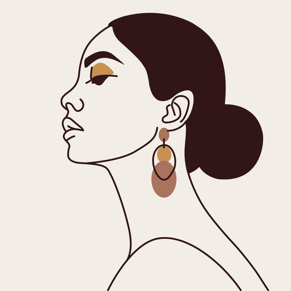 Beautiful Woman Abstract Line Art vector