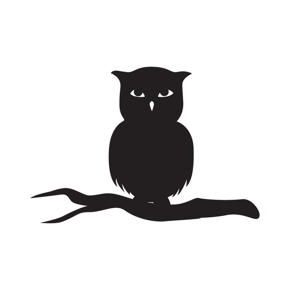owl silhouette design. predator bird in night. vector