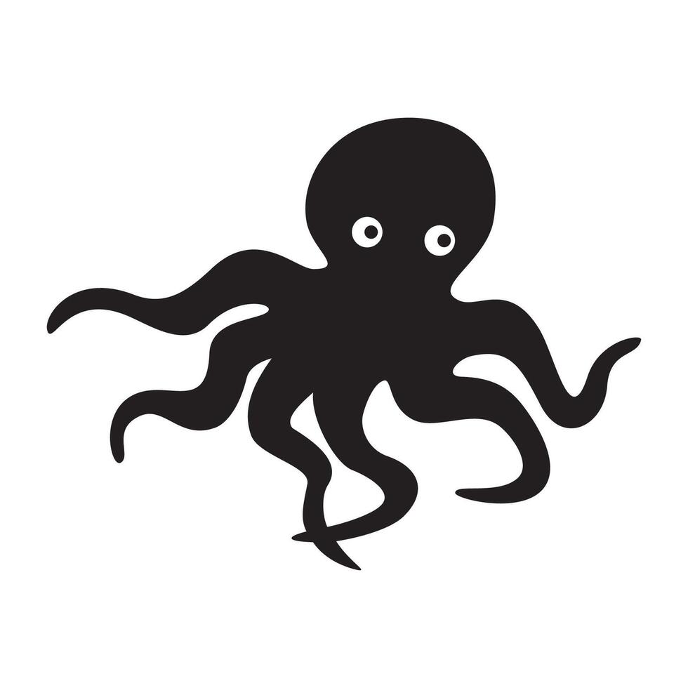 octopus silhouette design. animal with tentacle. vector