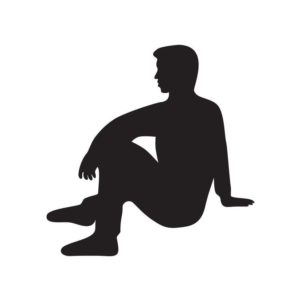 man sit down silhouette design. people activity. vector