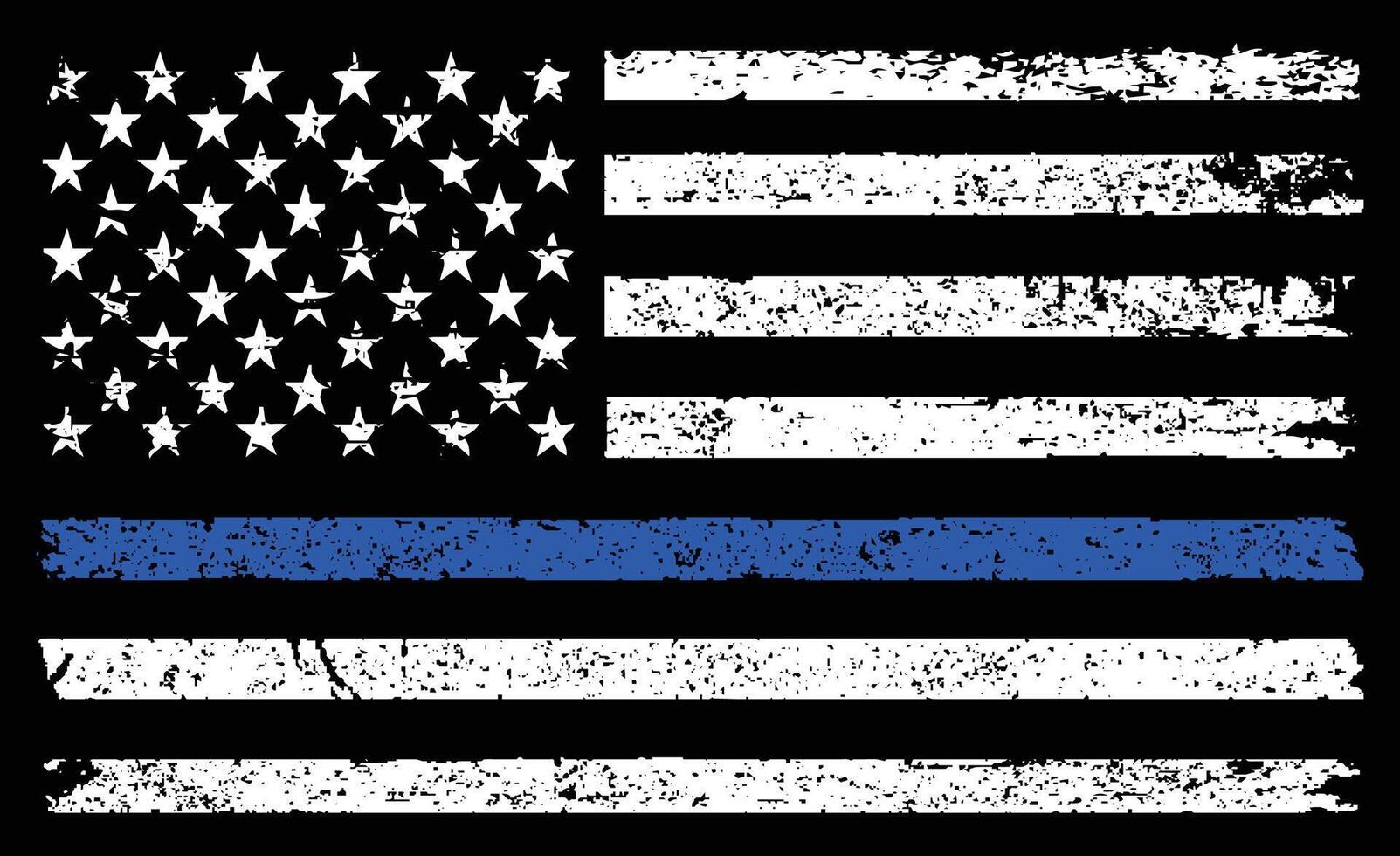 An American Flag Symbolic Of Support For Law Enforcement. Thin Blue Line Flag Design. vector
