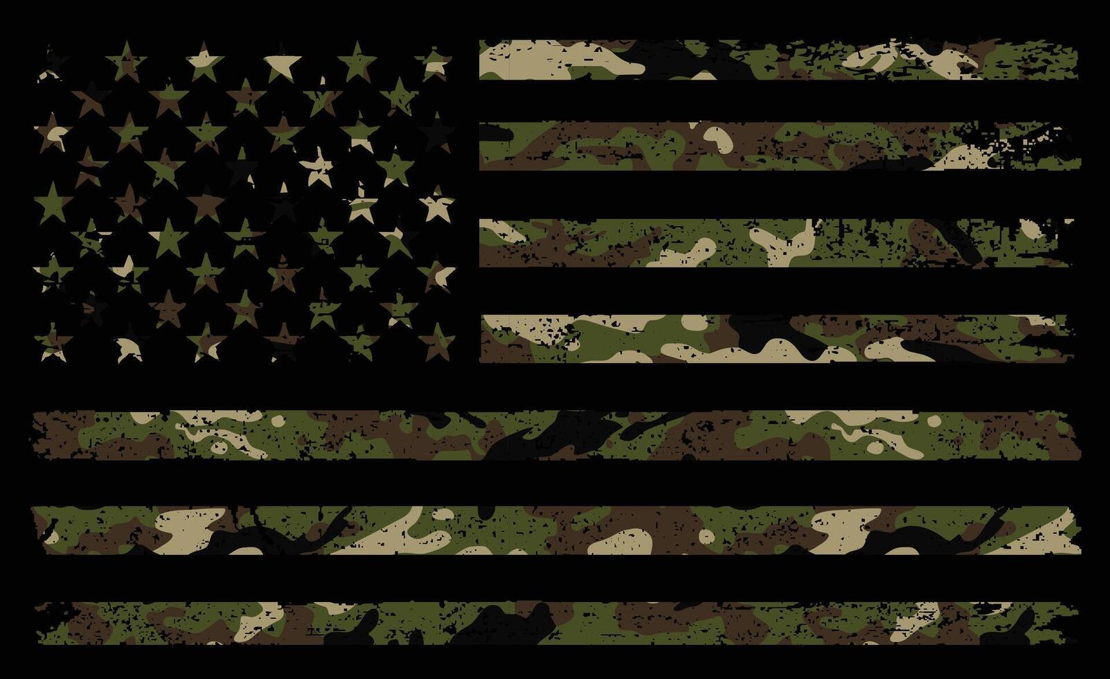 American Flag With Camouflage. Grunge Military Background. vector
