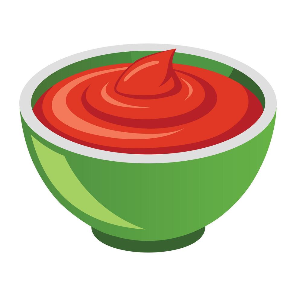 Illustration of Tomato ketchup sauce dip bowl isolated on white vector