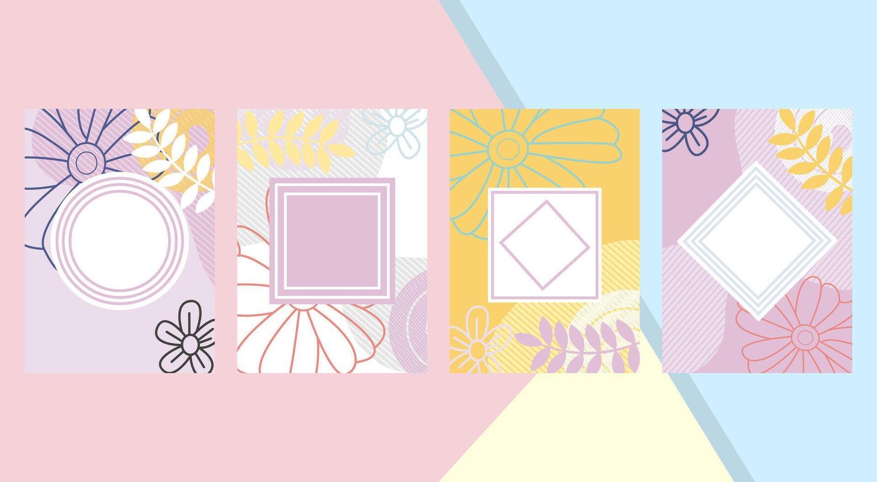 Set of Four Floral Frame Templates vector