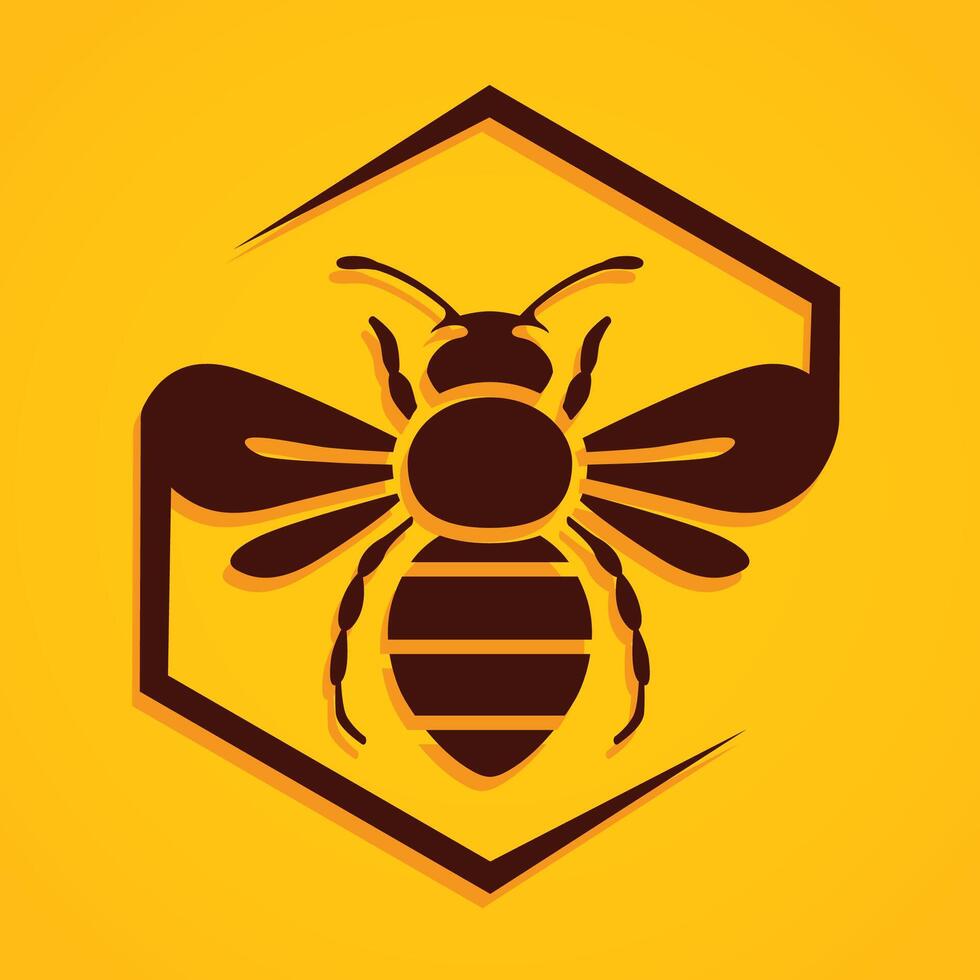 bee in hexagon logo design vector