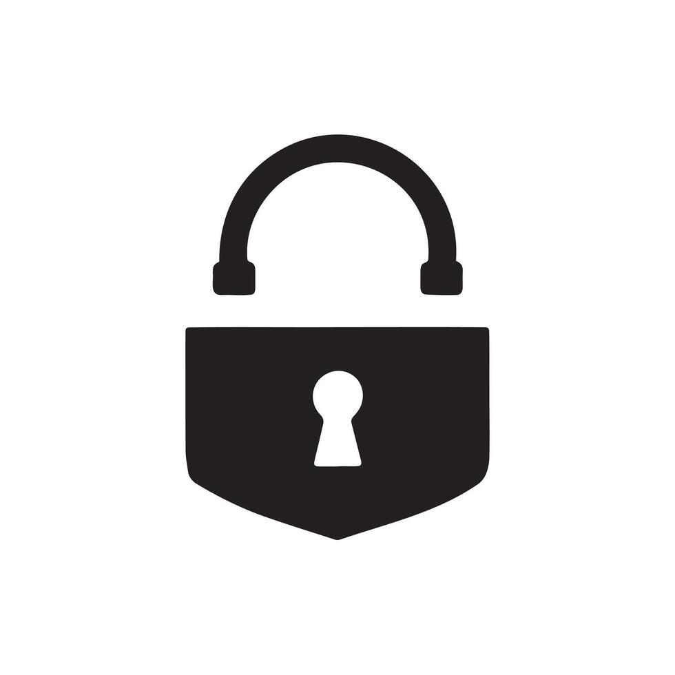 A security padlock icon silhouette on white background vector
