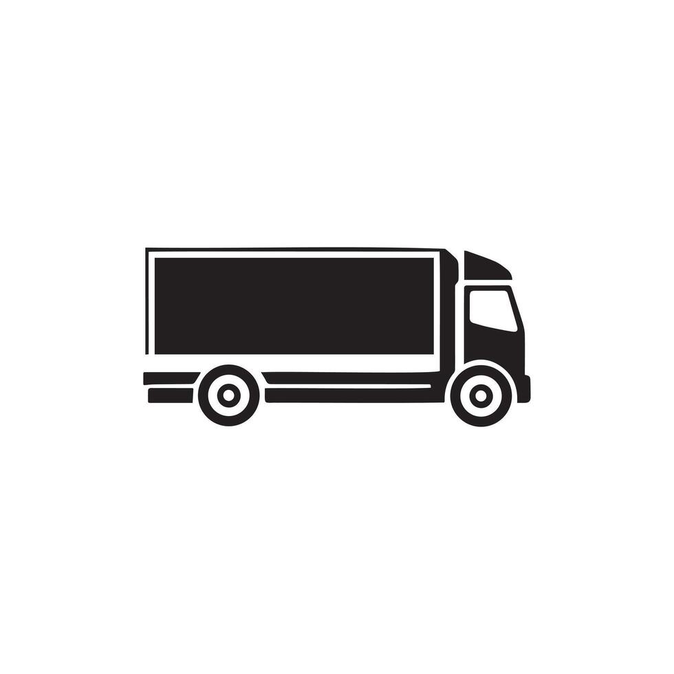 A lorry truck icon silhouette on white background vector