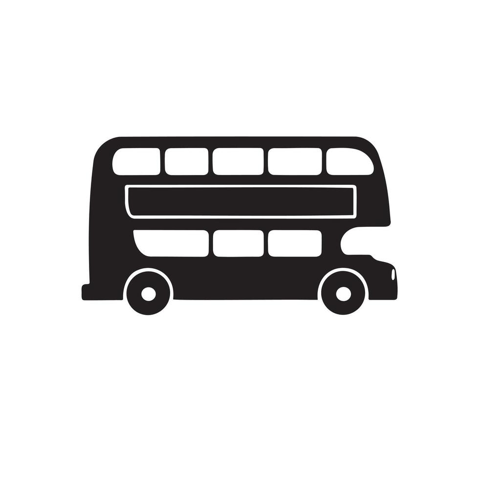 A big double decker bus icon silhouette on white background vector
